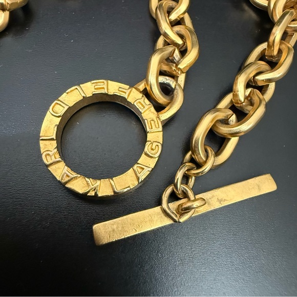 Vintage KARL LAGERFELD Gold-tone Chunky Chain Toggle Necklace 36” Long 144g. - Picture 10 of 15